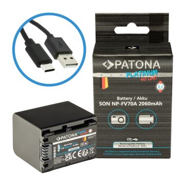 PATONA - Batería Sony NP-FV70A 2060mAh Li-Ion Platinum cargador USB-C