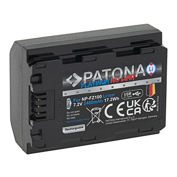 PATONA - Batería Sony NP-FZ100 2400mAh Li-Ion Platinum USB-C