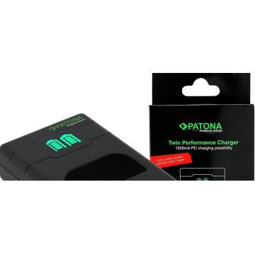 PATONA - Cargador rápido Dual Canon LP-E6 + cable USB-C 0,6m