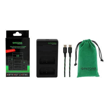 PATONA - Cargador rápido Dual Panasonic DMW-BLF19 + cable USB-C 0,6m
