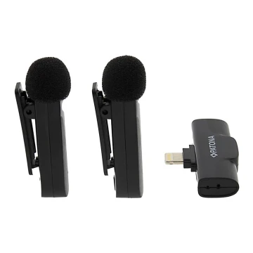 PATONA - SET 2x Micrófono inalámbrico con clip para iPhones USB-C 5V