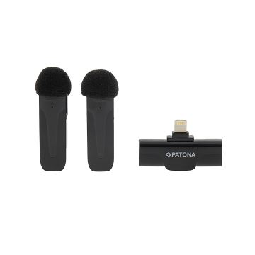 PATONA - SET 2x Micrófono inalámbrico con clip para iPhones USB-C 5V