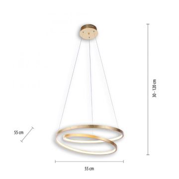 Paul Neuhaus 2472-12 - Lámpara de araña LED regulable de cable ROMAN LED/30W/230V dorado