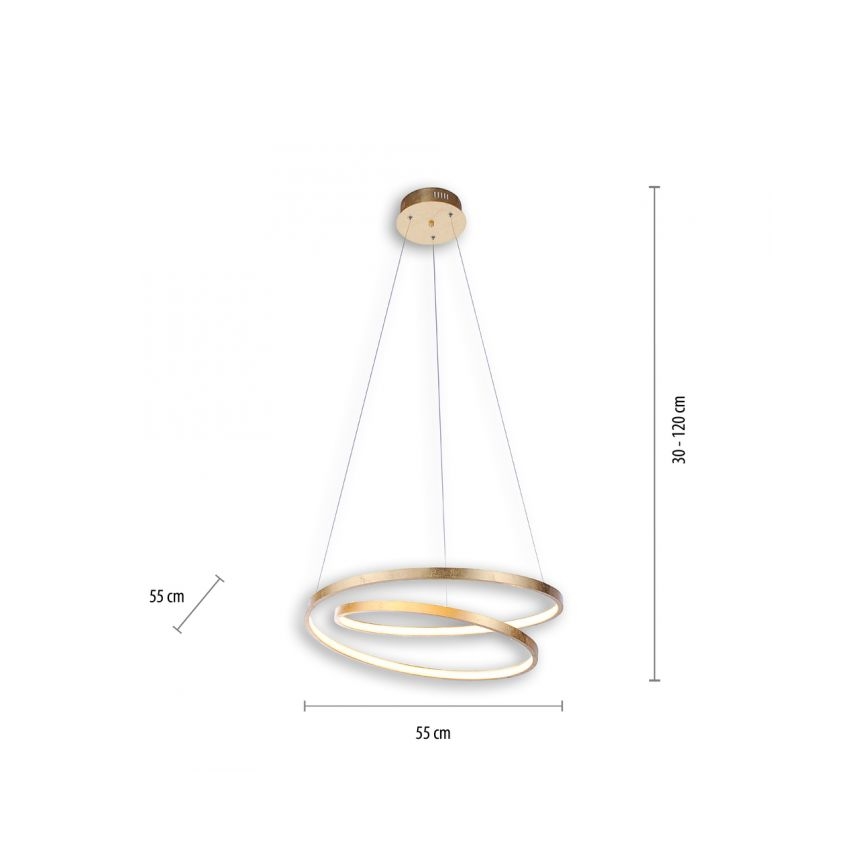 Paul Neuhaus 2472-12 - Lámpara de araña LED regulable de cable ROMAN LED/30W/230V dorado