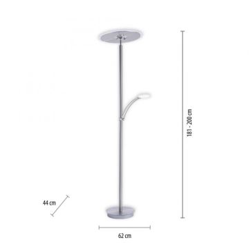 Paul Neuhaus 673-55 - Lámpara de pie LED regulable ARTUR 2xLED/21W/230V+1xLED/6W cromado