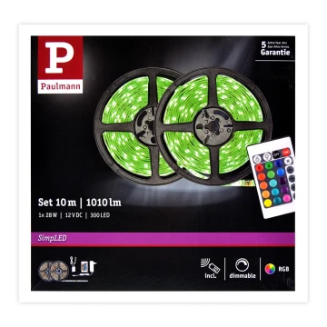 Paulmann 78980 - Cinta LED RGB/28W Regulable SIMPLED 10m 230V + CR