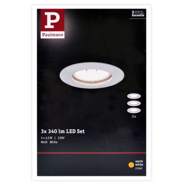 Paulmann 93655 - SET 3xLED-GU10/4,5W Lámpara empotrada 230V