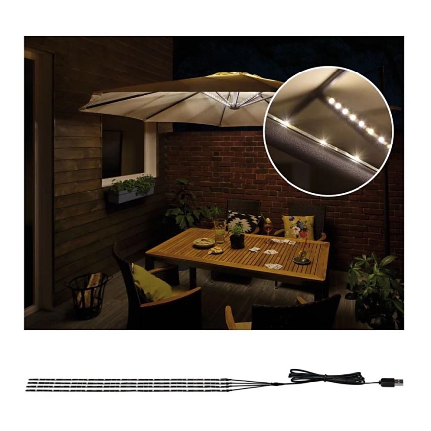 Paulmann 94208 - LED/1,8W Iluminación para sombrillas PARASOL 5V/USB 1,6m