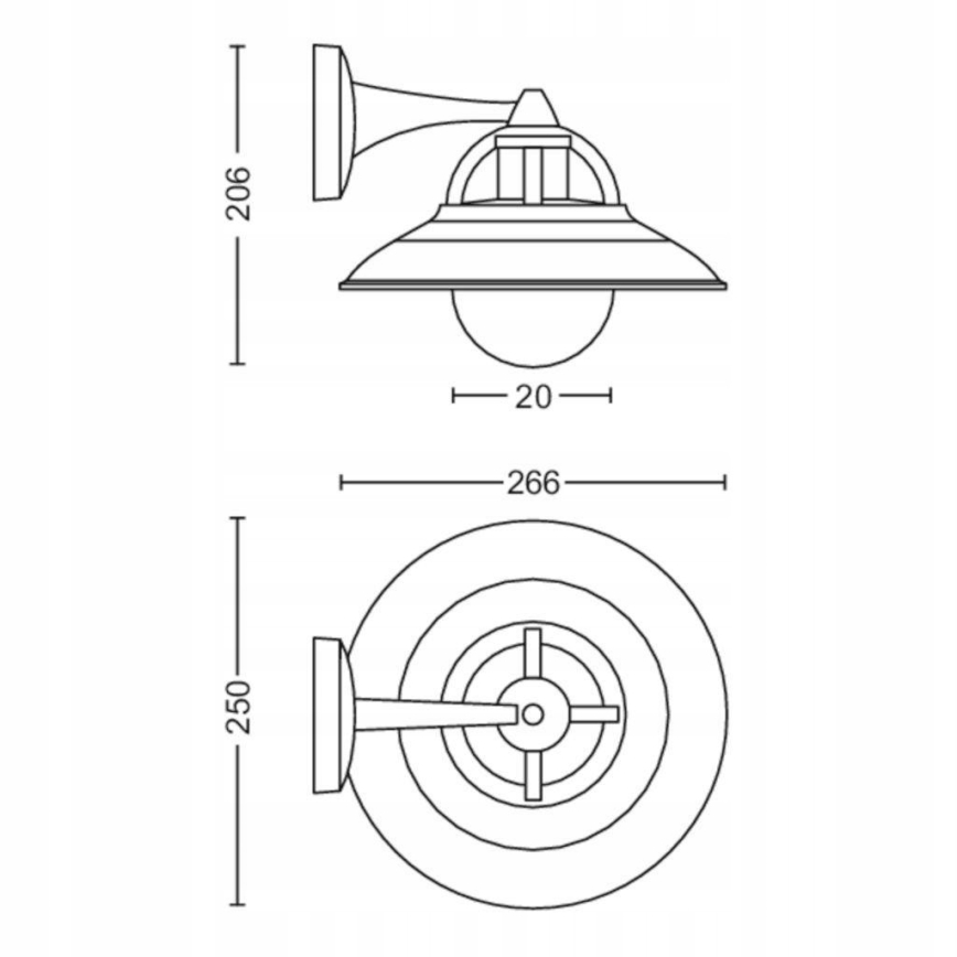 Philips 17381/30/PN - Aplique de exterior COMORANT 1xE27/42W/230V IP44