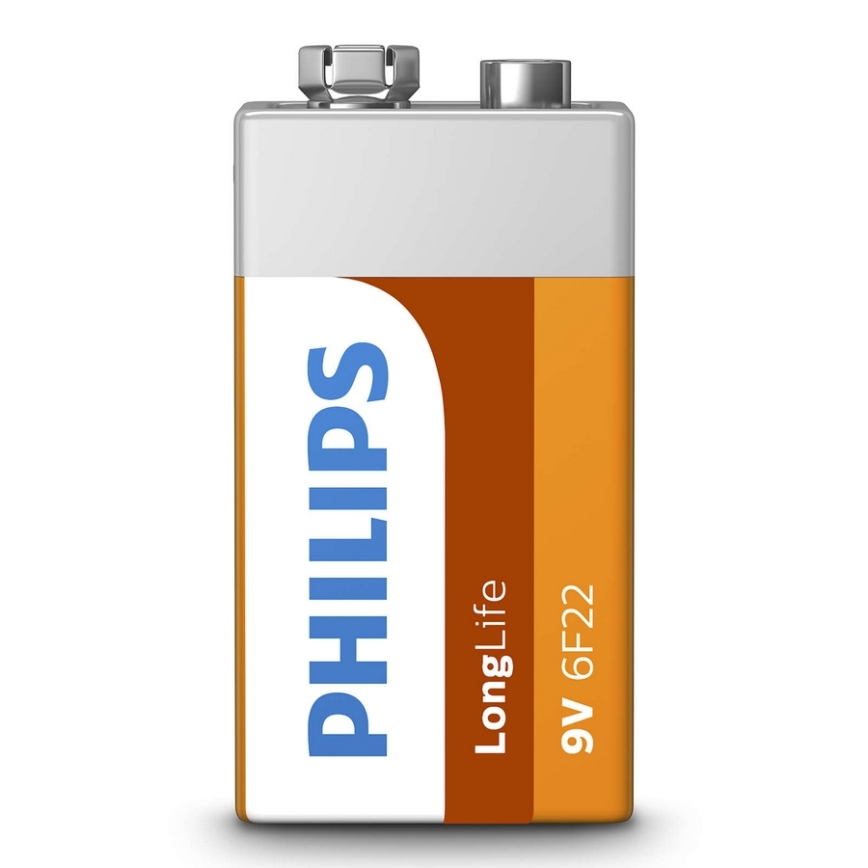 Philips 6F22L1B/10 - Batería de cloruro de zinc 6F22 LONGLIFE 9V