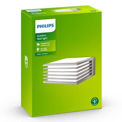 Philips - Aplique de exterior SHADES 1xE27/15W/230V IP44 gris