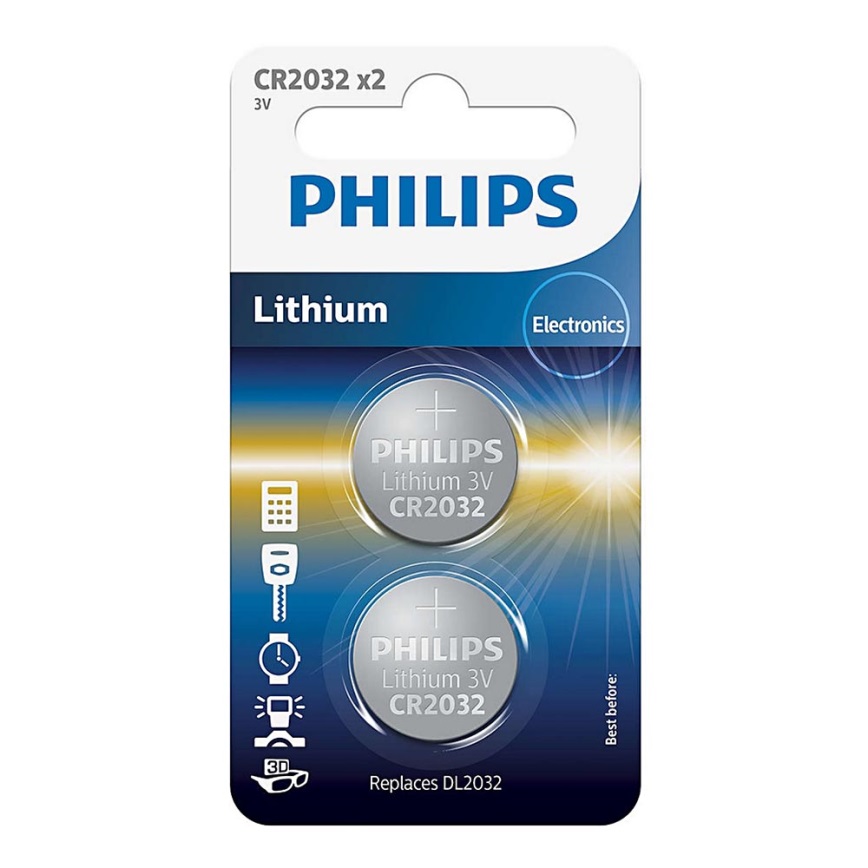 Philips CR2032P2/01B - 2 pz. Batería de litio botón CR2032 MINICELLS 3V 240mAh