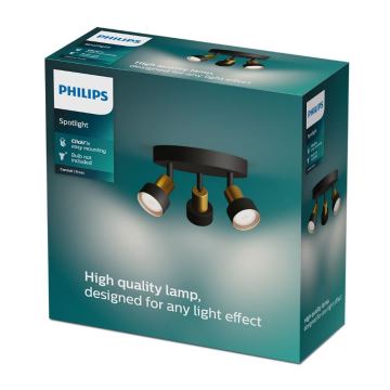 Philips - Foco CONDUIT 3xGU10/5W/230V negro/latón