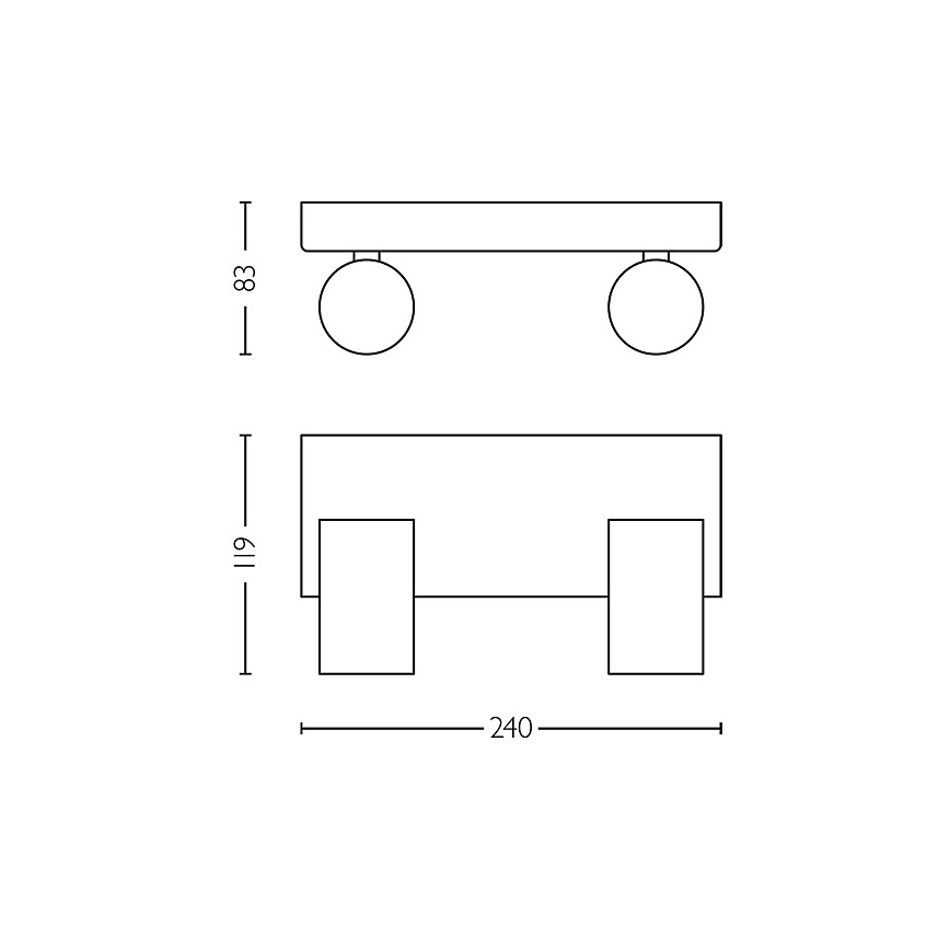 Philips - Foco de baño IDRIS 2xGU10/5W/230V IP44 negro