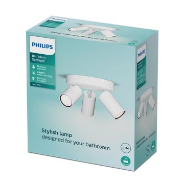 Philips - Foco de baño IDRIS 3xGU10/5W/230V IP44 blanco