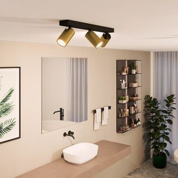 Philips - Foco de baño IDRIS 3xGU10/5W/230V IP44 negro/dorado