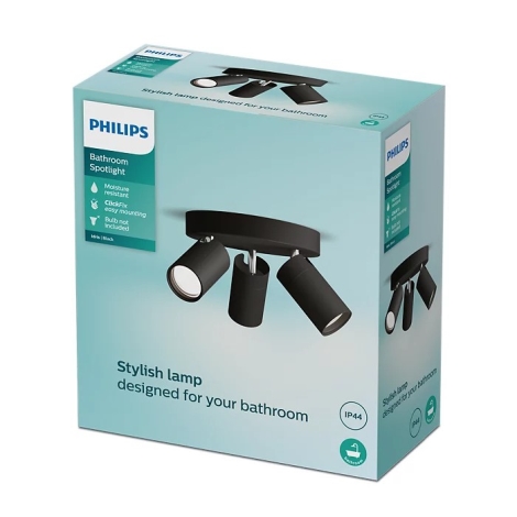 Philips - Foco de baño IDRIS 3xGU10/5W/230V IP44 negro