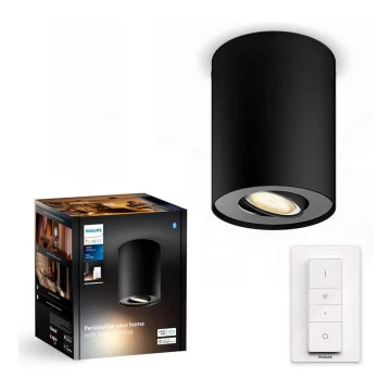 Philips - Foco LED regulable Hue PILLAR 1xGU10/4,2W/230V 2200-6500K + control remoto negro