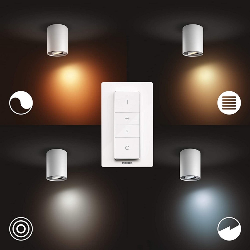 Philips - Foco LED regulable Hue PILLAR 1xGU10/4,2W/230V 2200-6500K + control remoto blanco