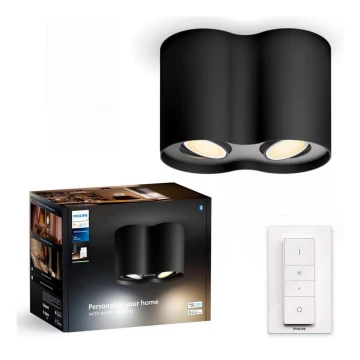 Philips - Foco LED regulable Hue PILLAR 2xGU10/4,2W/230V 2200-6500K + control remoto negro