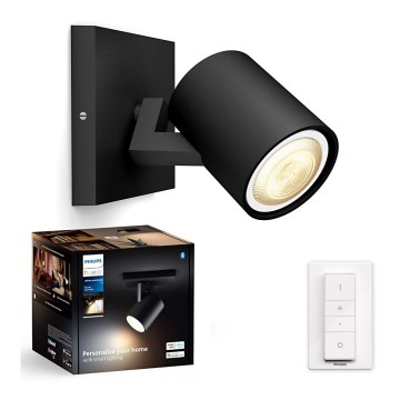 Philips - Foco LED regulable Hue RUNNER 1xGU10/4,2W/230V 2200-6500K + control remoto negro