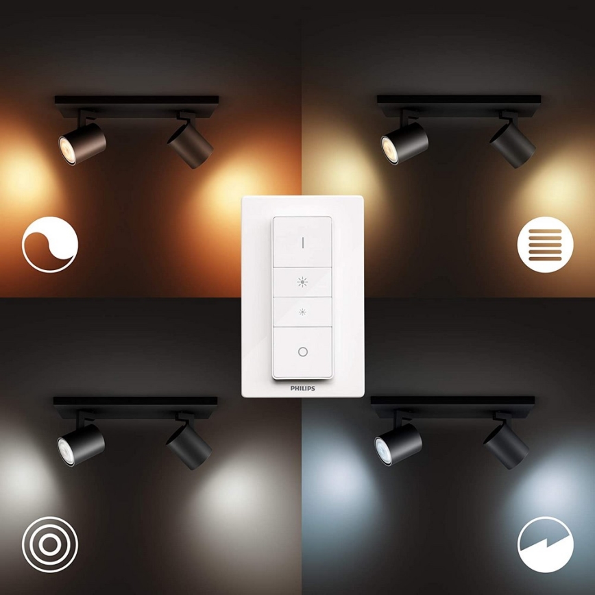 Philips - Foco LED regulable Hue RUNNER 2xGU10/4,2W/230V 2200-6500K + control remoto blanco