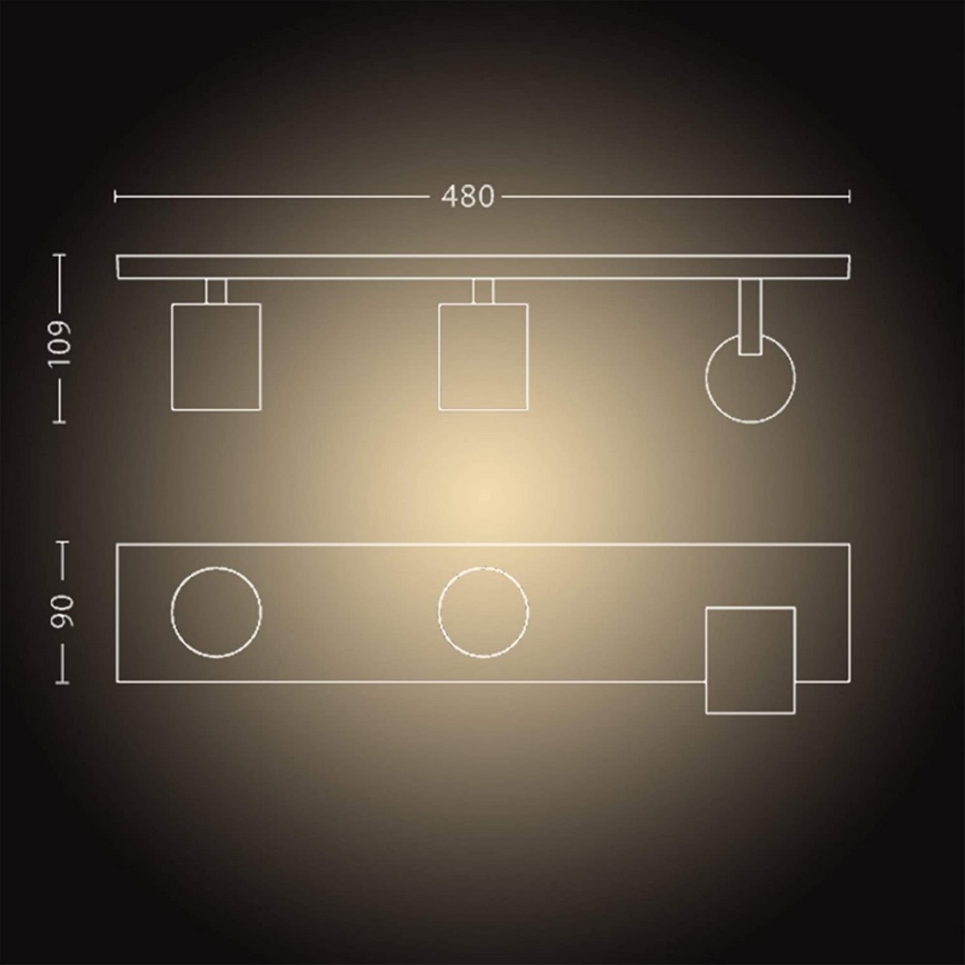 Philips - Foco LED regulable Hue RUNNER 3xGU10/4,2W/230V 2200-6500K + control remoto negro