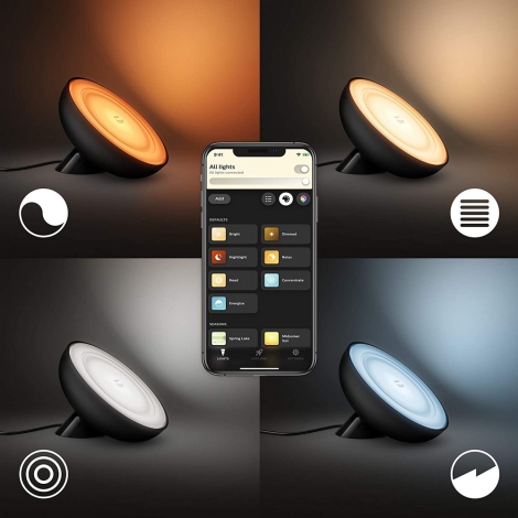 Philips Hue Go White and color - Lámpara de mesa con luz inteligente led  regulable (Bluetooth y Zigbee), tono blanco y color, lámpara de mesa Smart
