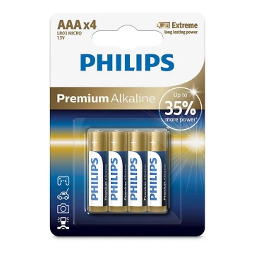 Philips LR03M4B/10 - 4 pz. Pila alcalina AAA PREMIUM ALKALINE 1,5V 1320mAh