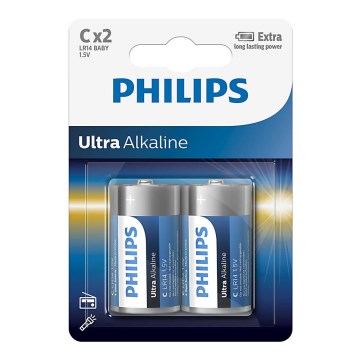 Philips LR14E2B/10 - 2 pz. Pila alcalina C ULTRA ALKALINE 1,5V 7500mAh