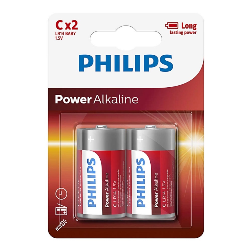 Philips LR14P2B/10 - 2 pz. Pila alcalina C POWER ALKALINE 1,5V 7200mAh