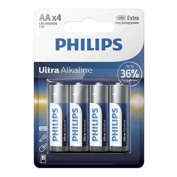 Philips LR6E4B/10 - 4 pz. Pila alcalina AA ULTRA ALKALINE 1,5V 2800mAh