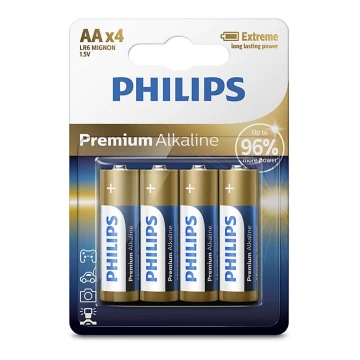 Philips LR6M4B/10 - 4 pz. Pila alcalina AA PREMIUM ALKALINE 1,5V 3200mAh