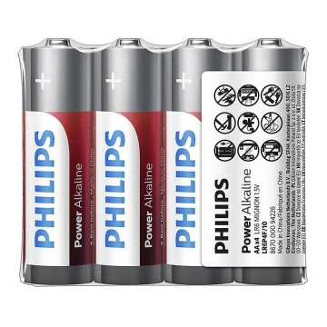 Philips LR6P4F/10 - 4 pz. Pila alcalina AA POWER ALKALINE 1,5V 2600mAh
