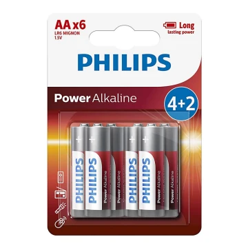 Philips LR6P6BP/10 - 6 pz. Pila alcalina AA POWER ALKALINE 1,5V 2600mAhV