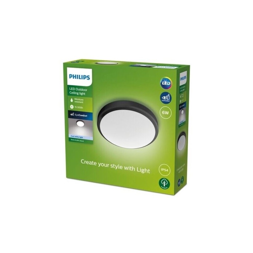 Philips - Plafón LED para baño LED/6W/230V 4000K IP54 negro