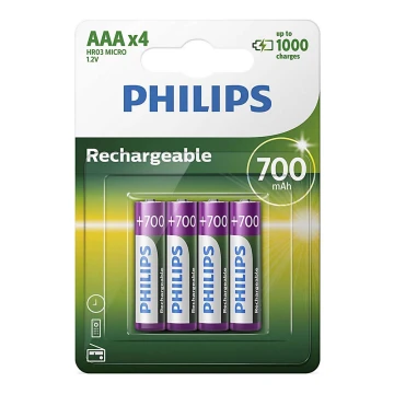 Philips R03B4A70/10 - 4 pz. Baterías recargables AAA MULTILIFE NiMH/1,2V/700 mAh