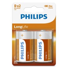 Philips R20L2B/10 - 2 pz. Batería de cloruro de zinc D LONGLIFE 1,5V 5000mAh