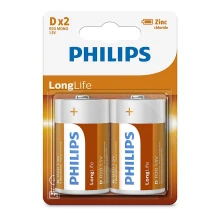 Philips R20L2B/10 - 2 pz. Batería de cloruro de zinc D LONGLIFE 1,5V 5000mAh