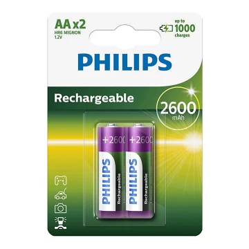 Philips R6B2A260/10 - 2 pz. Baterías recargables AA MULTILIFE NiMH/1,2V/2600 mAh