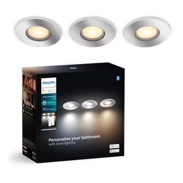 Philips - SET 3x Lámpara empotrable de baño LED regulable Hue ADORE BATHROOM 1xGU10/4,2W/230V 2200-6500K IP44