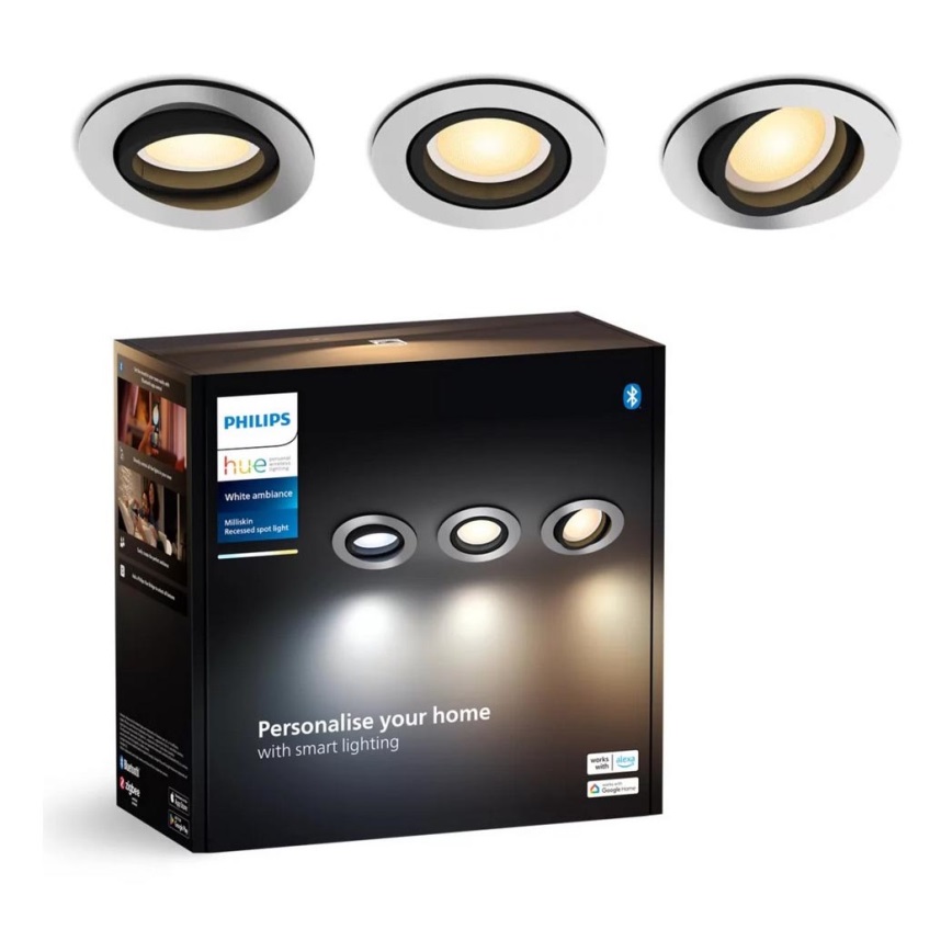 Philips - SET 3x Lámpara empotrable LED regulable Hue MILLISKIN 1xGU10/4,2W/230 2200-6500K