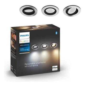 Philips - SET 3x Lámpara empotrable LED regulable Hue MILLISKIN 1xGU10/5,7W/230V 2200-6500K