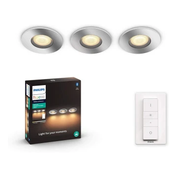 Philips - SET 3x LED Lámpara regulable para el baño Hue ADORE 1xGU10/5W/230V IP44 + control remoto