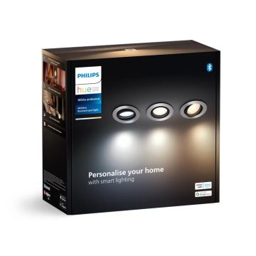 Philips - SET 3x Lámpara empotrable LED regulable Hue MILLISKIN 1xGU10/4,2W/230 2200-6500K