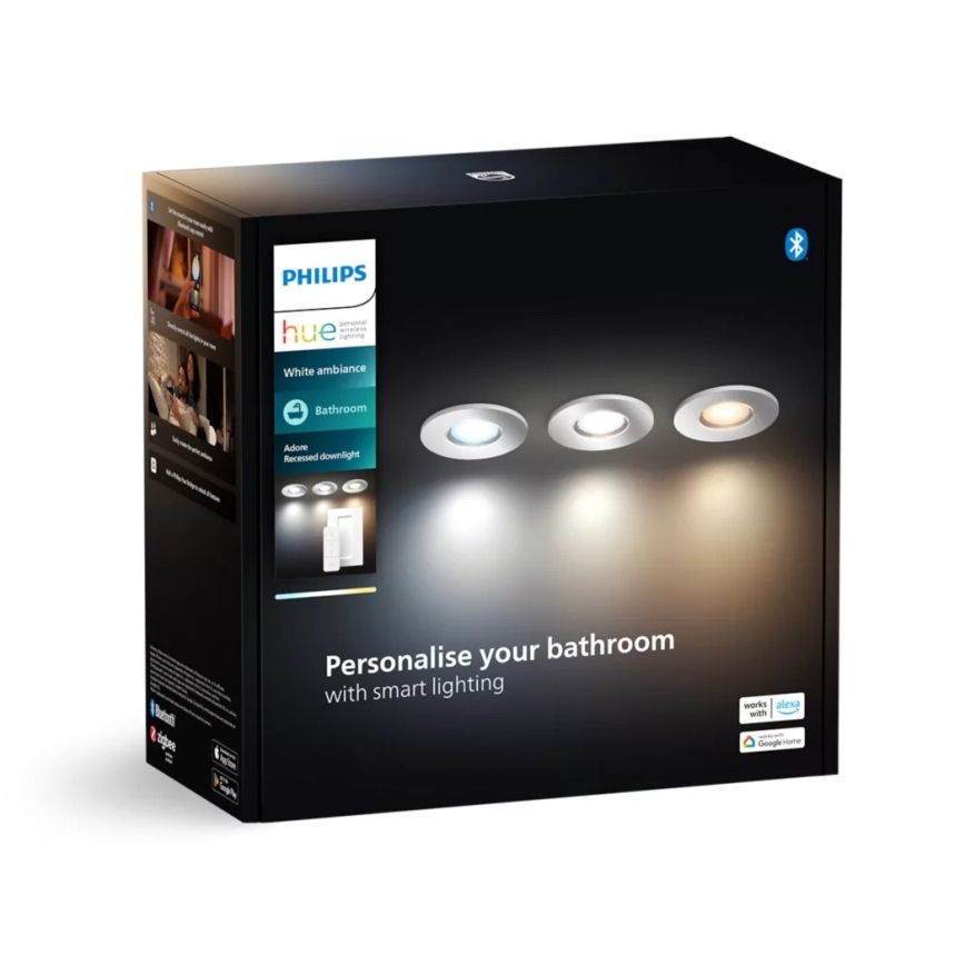 Philips - SET 3x Lámpara empotrable de baño LED regulable Hue ADORE BATHROOM 1xGU10/4,2W/230V 2200-6500K IP44