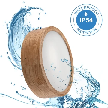 Plafón de baño OAK 2xE27/15W/230V IP54 roble ø 27 cm - FSC Certificado