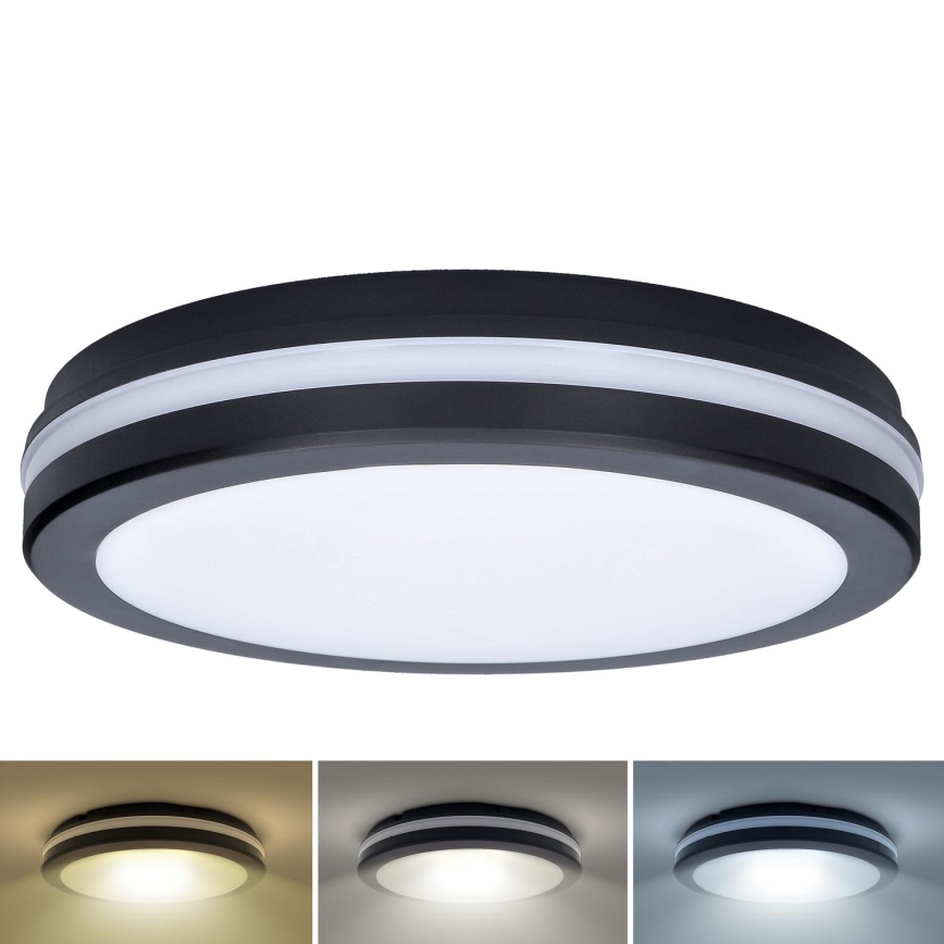 Plafón de exterior LED regulable LED/18W/22W/26W/230V 3000/4000/6500K IP65 negro