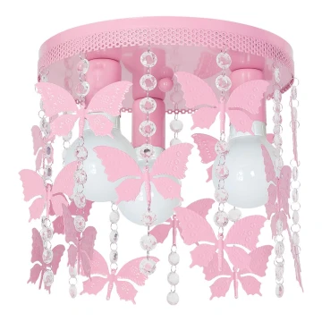 Plafón infantil ELZA butterflies 3xE27/60W/230V rosa