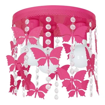 Plafón infantil ELZA butterflies 3xE27/60W/230V rosa